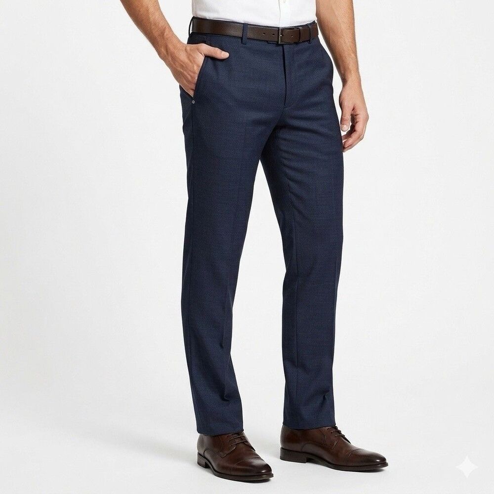 H&M Skinny Fit Navy Blue Flat Front Chino Pants Slacks Men's Size 34R